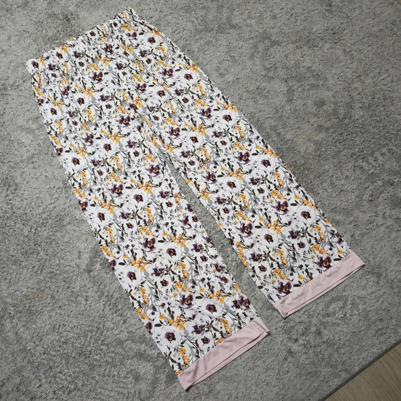 NANETTE LEPORE Floral Lightweight Elastic Waistband Pajama Pants, Pink Trim Hem - Picture 3 of 12